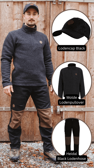 Hedlund Kombi: Cap, Molde Pullover, Heidal Black Hose